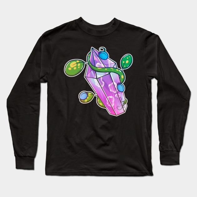A magical purple crystal with a sprouted plant in it Long Sleeve T-Shirt by 2dsandy
